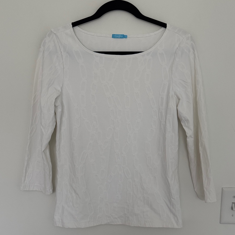 J. McLaughlin Cream Chain Print 3/4 Sleeve Top - Size M